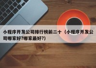 小程序开发公司排行榜前二十（小程序开发公司哪家好?哪家最好?）
